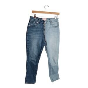 REVICE Yin Yang Denim Zipper two tone straight jeans womens 28